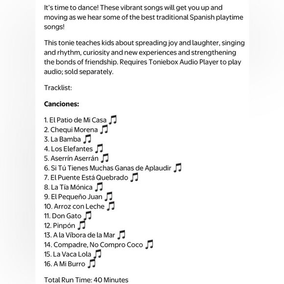 Tonies TonieBox Favorite Children's Songs Spanish Playtime Songs Figurine. - Picture 4 of 5